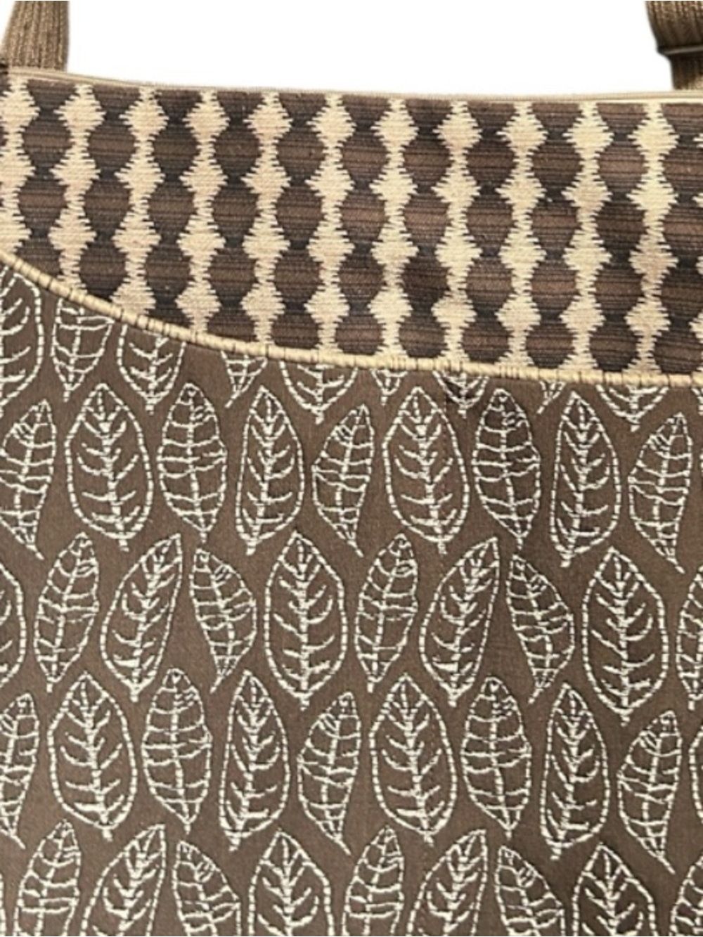 Maruca Cafe Sling Large Crossbody Bag in Brown Jacquard Made in Colorado - Picture 3 of 8